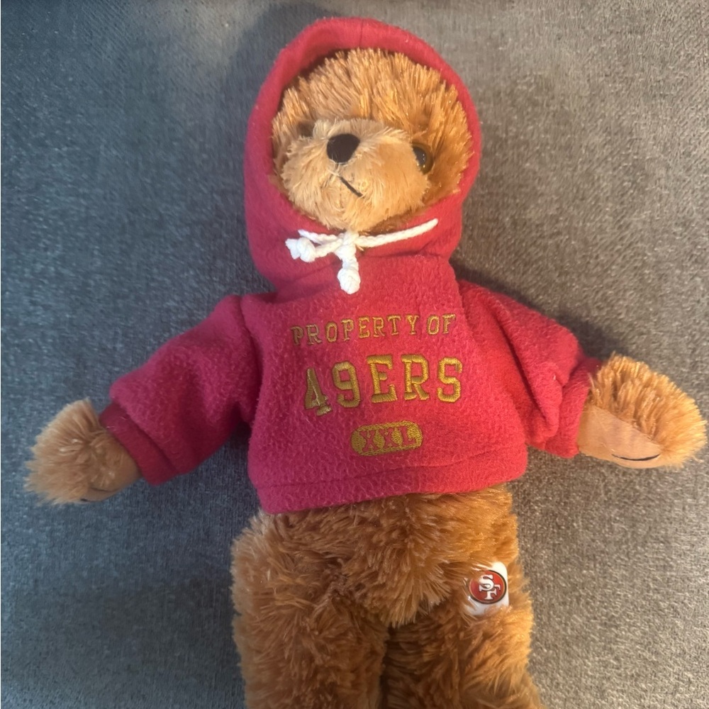 49ers Teddy Bear in Red Hoodie